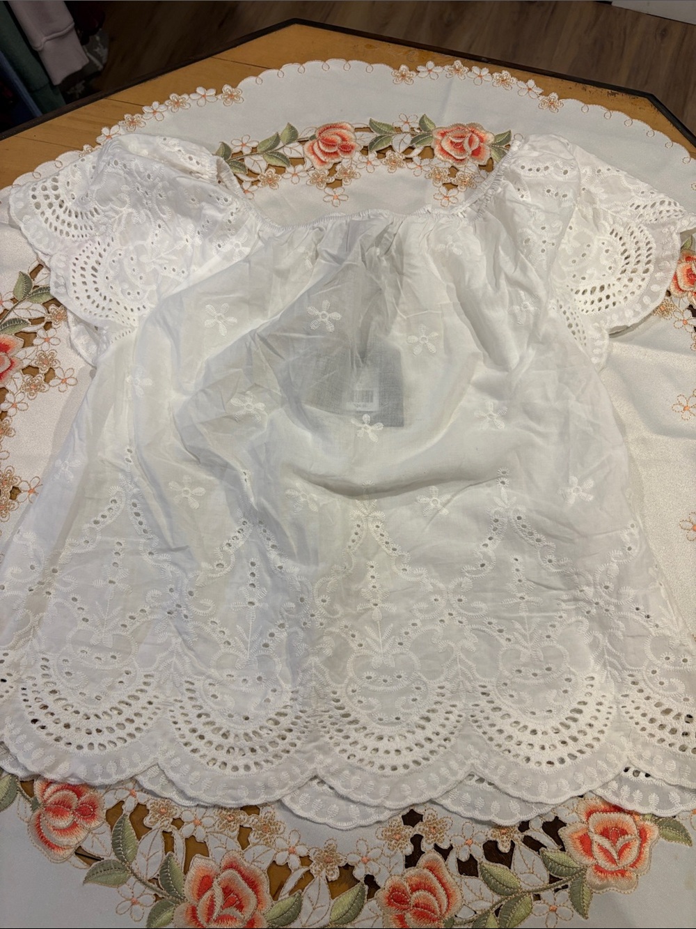 QED London White Broderie Anglaise Off-Shoulder Top